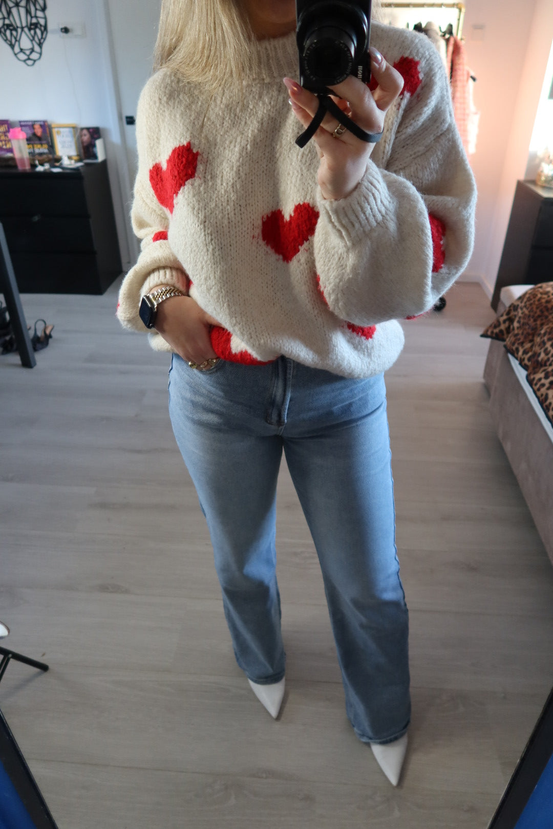 Sweter Lover Girl - Biało-Czerwony