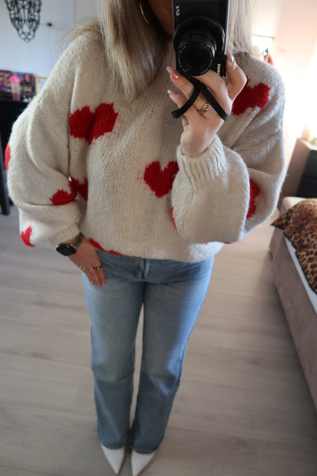 Sweter Lover Girl - Biało-Czerwony