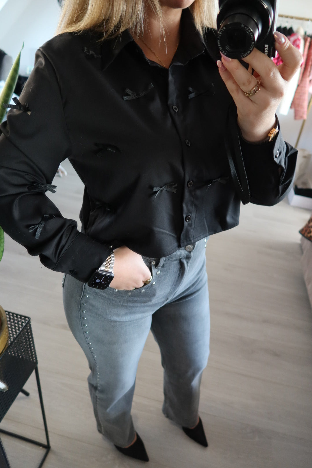 Camicetta Bella Bow - Nero