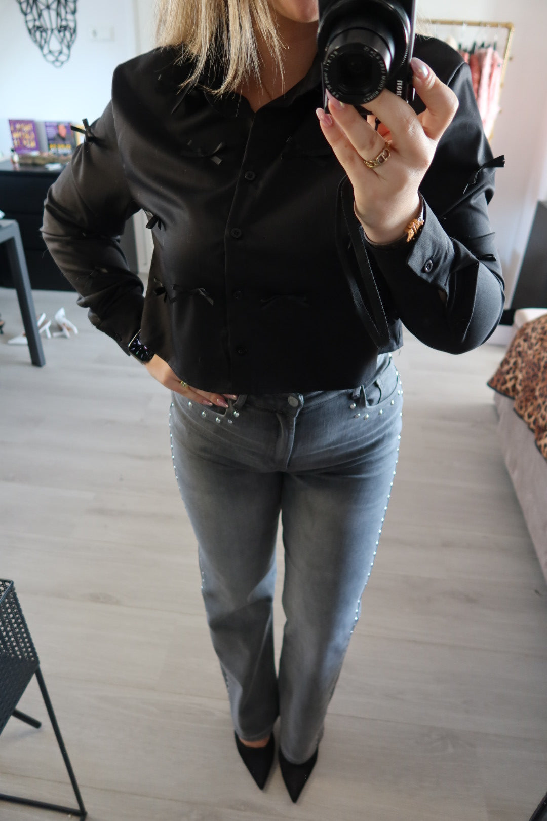 Camicetta Bella Bow - Nero