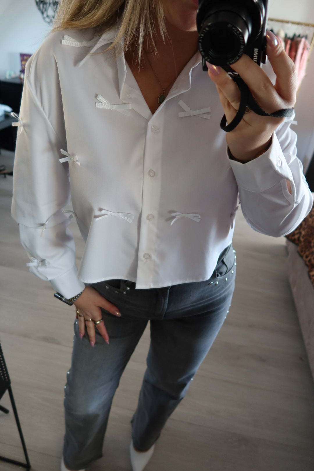 Camicetta Bella Bow - Bianco