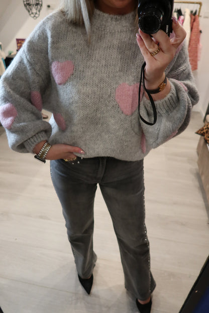 Sweter Lover Girl - Szary Różowy