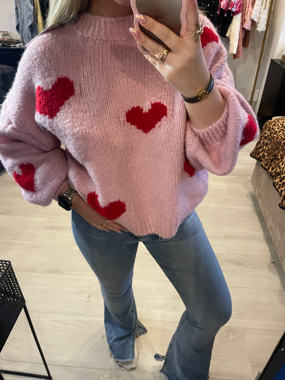 Lover Girl Sweater - Roze Rood